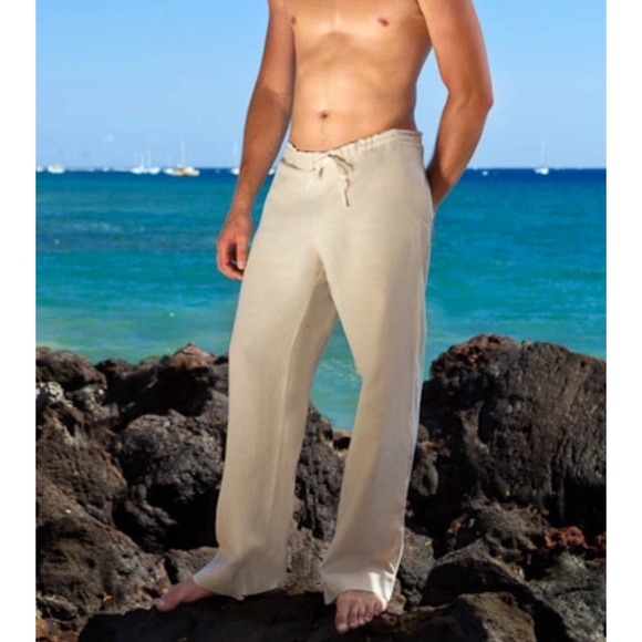 Island Importer Linen Riviera Pants Drawstring - Picture 1 of 8